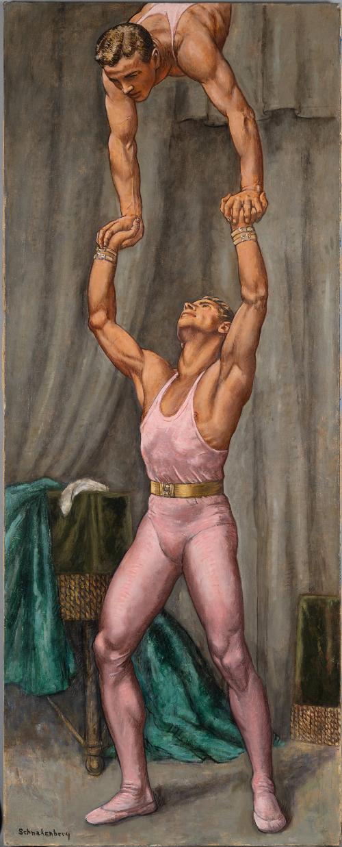 Henry Ernest Schnakenberg, American, 1892-1970
Acrobats, 1939
Oil on canvas, 75 5/16 × 30 3/1…