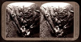 A Bosche sniper worries the Seaforths, who are snatching an hour's respite with their mascot.