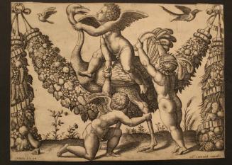 Three Putti Playing with an Ostrich