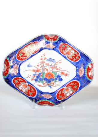 Diamond shaped Plate with Flowers and Butterflies