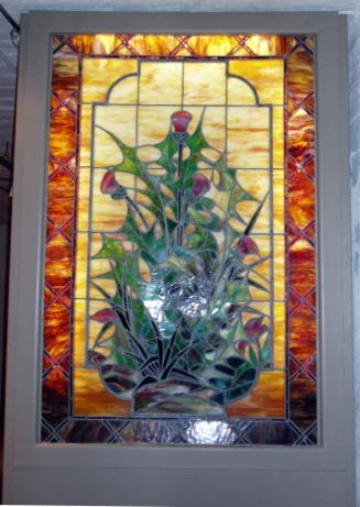 Stained Glass Window with Thistle Pattern