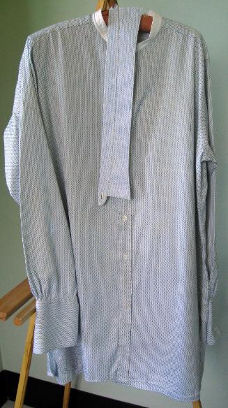 Blue and white woven shirt with collar