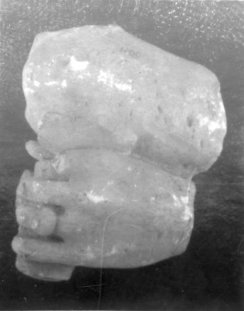 Hand holding scroll and carrying fawn