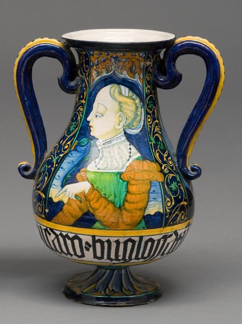 Pear-Shaped Double-Handled Vase with a Young Woman Holding a Flower