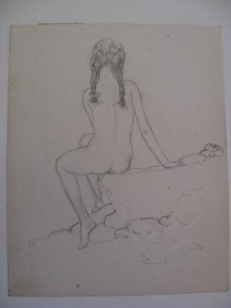 Untitled (sketch of nude girl, back view)