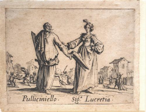 "Pulliciniello and Signora  Lucretia", from Balli di Sfessania