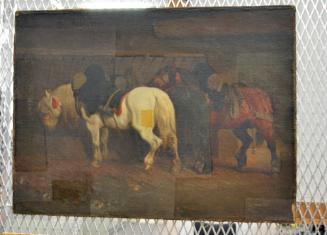 Three Horses in Stable