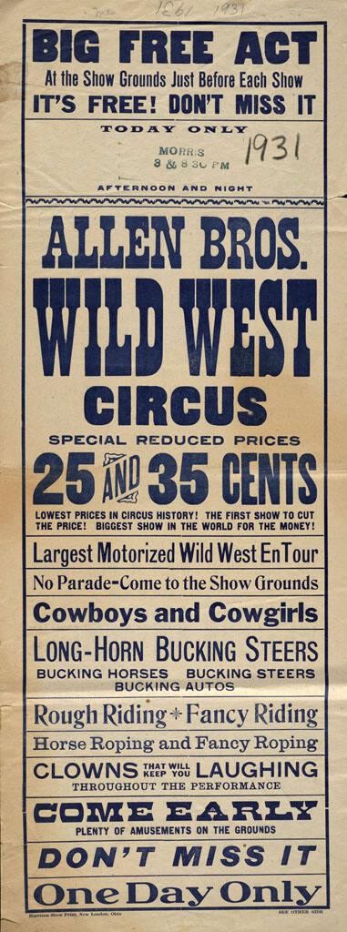 Allen Bros. Wild West: September 15