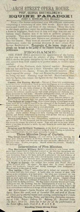 Professor George Bartholomew's Equine Paradox: December 1884