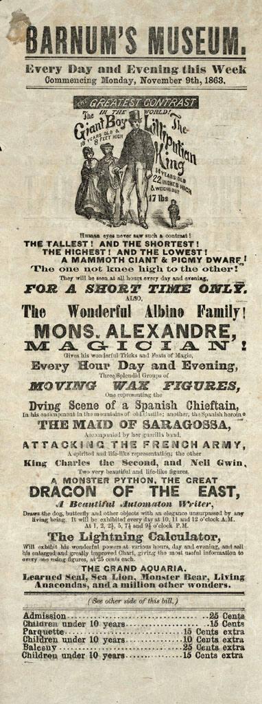 Barnum's Museum: November 9, 1863