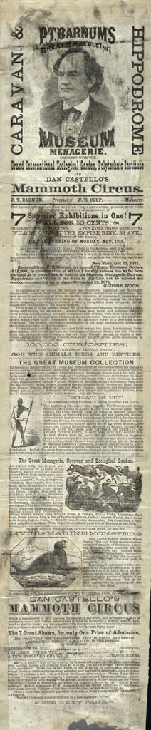 P.T. Barnum's Great Traveling Museum, Menagerie, Caravn, Hippodrome, Grand International Zoological Garden, Polytechnic Institute, and Dan Costello's Mammoth Circus: November 13