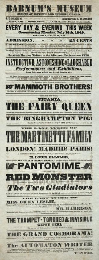 Barnum's Museum: July 16, 1849