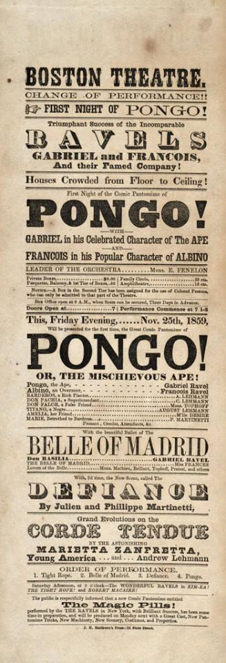 Boston Theatre: November 25, 1859
