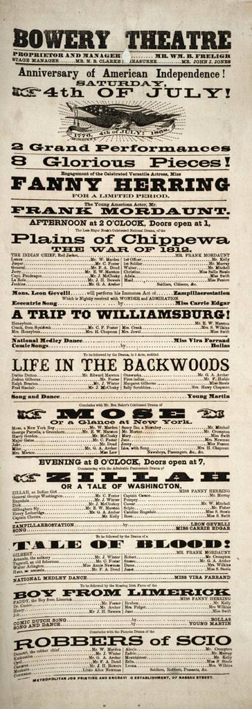Bowery Theatre: July 4, 1868