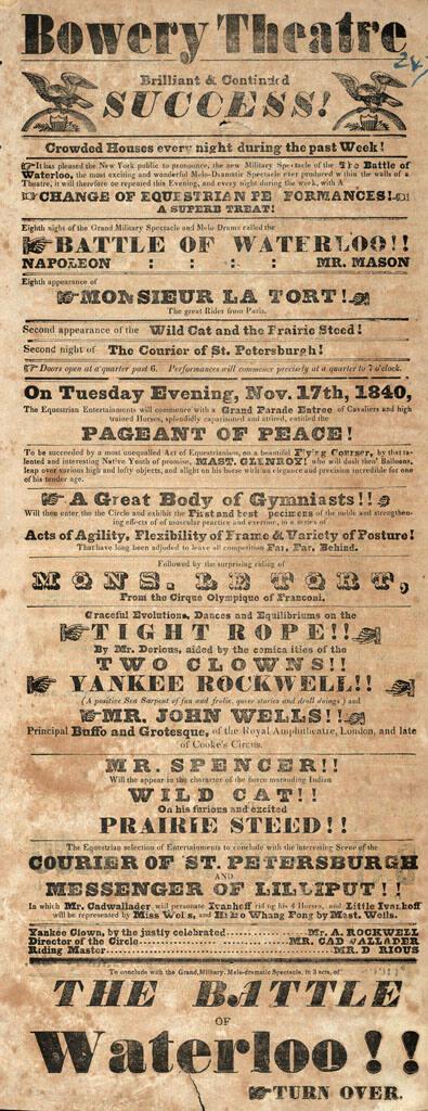 Bowery Theatre: November 17, 1840