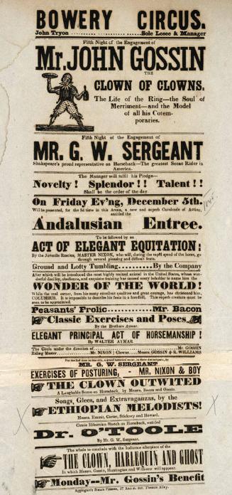 Bowery Circus: December 5, 1845