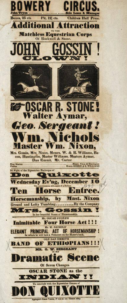 Bowery Circus: December 10, 1845