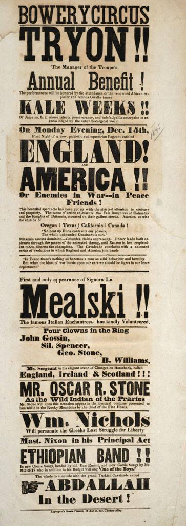 Bowery Circus: December 15, 1845