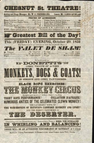 Chestnut Street Theatre: October 29, 1852
