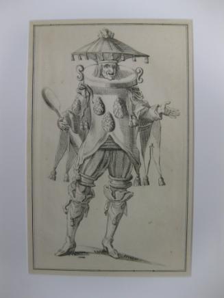 Costume for a Servant Carrying a Mixing Spoon and Wearing a Tented Hat