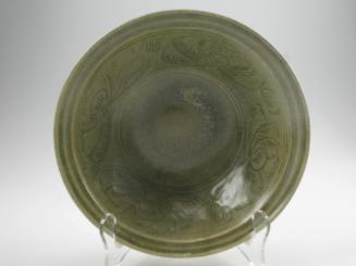 Deep Dish or Charger with Fish and Floral Design
