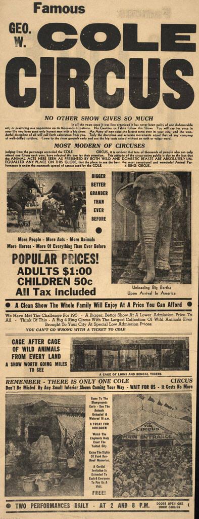 Famous Geo. W. Cole Circus