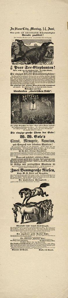 W.W. Cole's Circus, Menagerie, Aquarium, und Congress von Lebenden Wundern