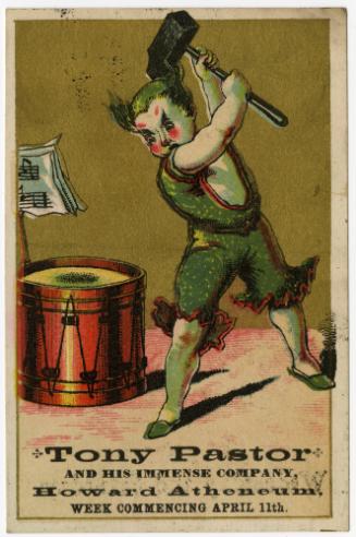 Tony Pastor Troup: Clown with anvil hammer