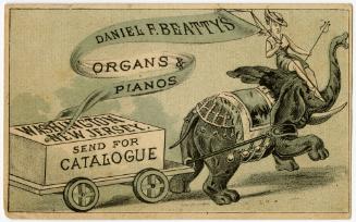 Elephant pulling flat wagon: Daniel F. Beatty's Organs & Pianos