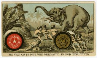"See what can be done with Willimantic six cord spool cotton"
