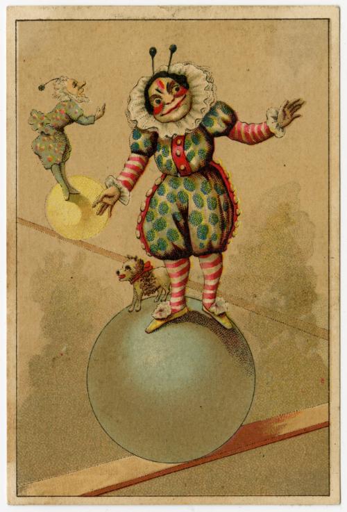 Clown on ball: Peerless Coffee