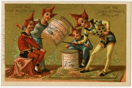 Clowns playing with Liebig jar