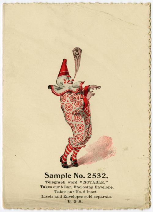 Sample No. 2532: Clown balancing feather on nose