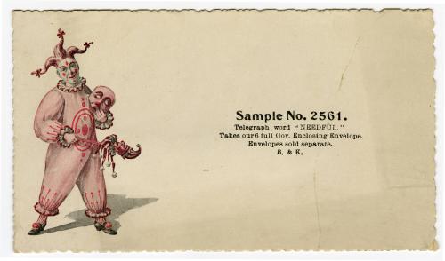 Sample No. 2561: Clown in pink costume and hair with three bows