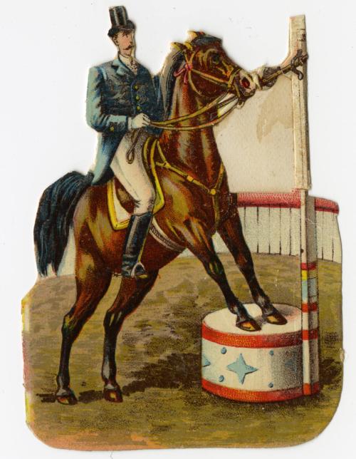 Equestrian artist: Horse tied to pole