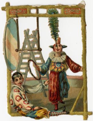 Two clowns within diecut frame