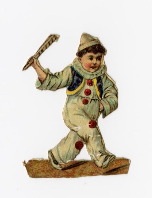 Miniature Clown: holding wooden stake