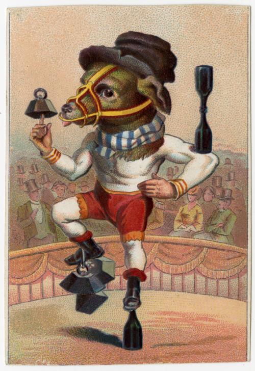 Human with dog face balancing weights