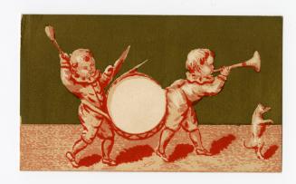 Child clowns playing musical instruments