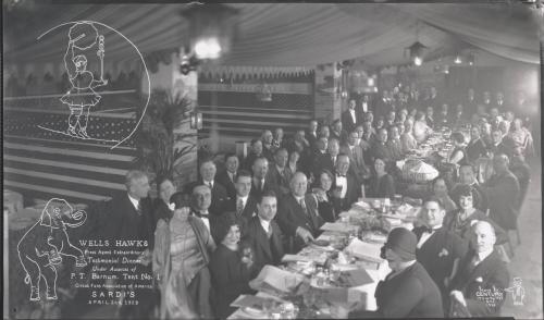 Wells Hawks Press Agent Extaordinary Testimonial Dinner Under Auspices of P.T. Barnum Tent No. 1 Circus Fans Association of America
