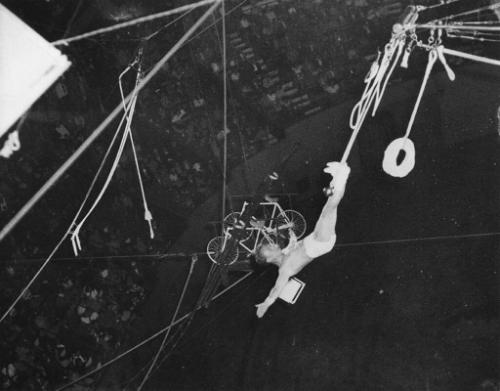 Male Aerialist Performing Top Hang