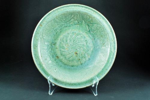 Deep Dish or Charger with Fish and Floral Designs