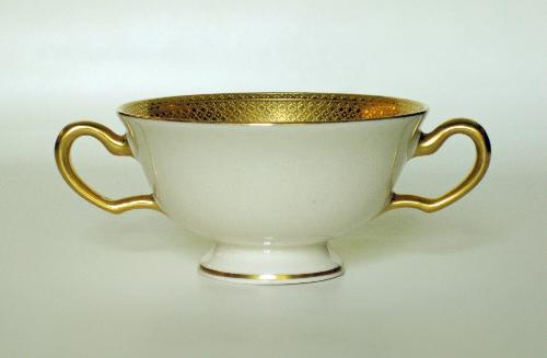 Tiffany White and Gold Dinnerware Double Handled Cup