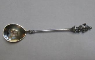 Decorative Silver Spoon with Painted Portrait on Bowl