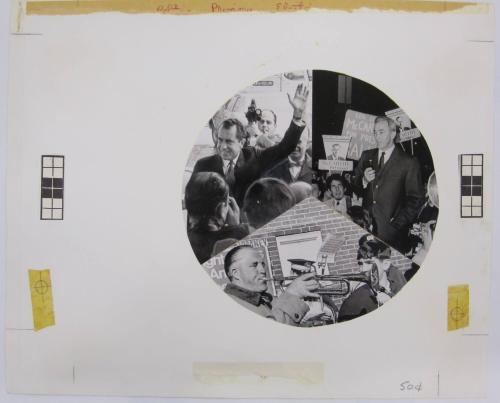 Photomontage of 1968 U.S. President Candidates Eugene McCarthy, George Romney, and Richard Nixon