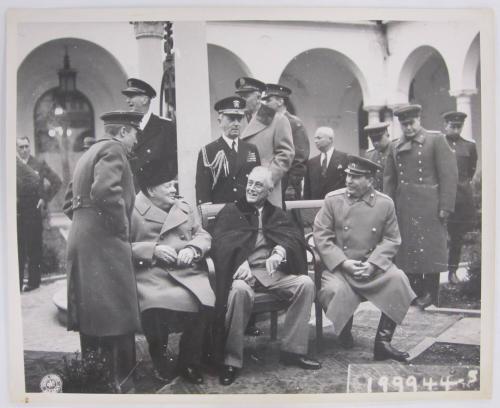 Winston Churchill, Franklin Delano Roosevelt, and Joseph Stalin at Yalta Conference, The Crima, U.S.S.R.
