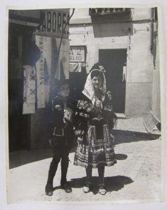 Possibly Peruvian Boy and Woman in Market Place