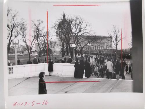 U.S. Capitol Building with a Long Ling of People Waiting to Pay their Respects to the Body of John F. Kennedy