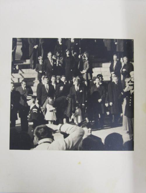 Kennedy Family Standing on Sidewalk in Front of St. Matthew's Cathedral