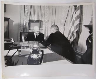 Dwight Eisenhower and Lyndon Johnson in Johnson's Office in the Executive Office Building